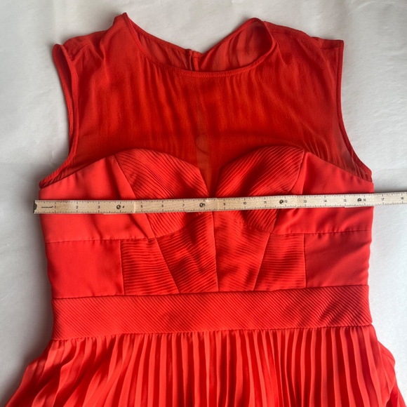 Karen Millen Orange Chiffon Cocktail Pleated Sleeveless Elegant Dress 10 Large - Picture 11 of 15